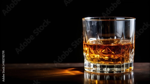 A Glass of Amber Liquid on a Dark Wooden Surface