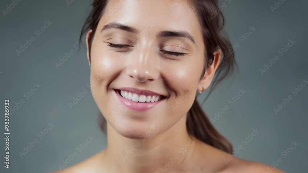 Young woman with striking blue eyes expressing contentment. Young woman with striking blue eyes expressing contentment.