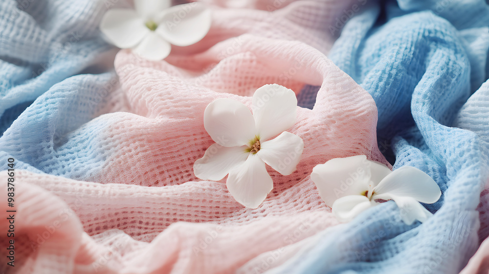 pile of freshly laundered clothes, soft and fluffy, with delicate flower petals scattered around pile of freshly laundered clothes, soft and fluffy, with delicate flower petals scattered around