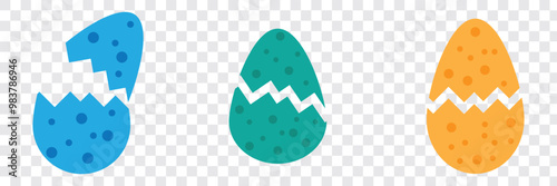 Egg icon. Easter eggs icons. Happy Easter day festival. Cracked egg Vector illustration. EPS 10.