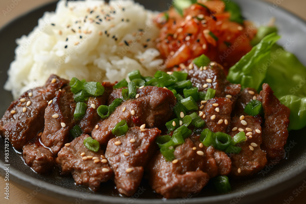Bulgogi with Steamed Rice and Kimchi Bulgogi with Steamed Rice and Kimchi