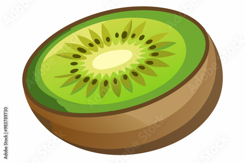 Half of kiwi on white background