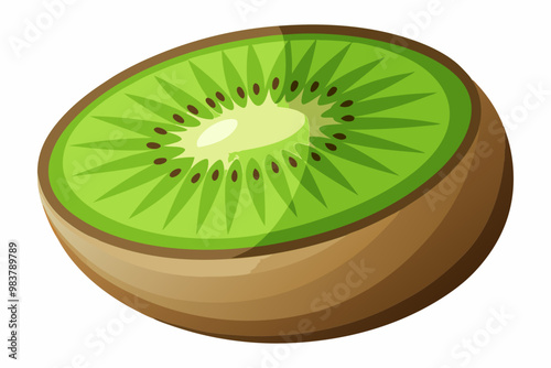 Half of kiwi on white background