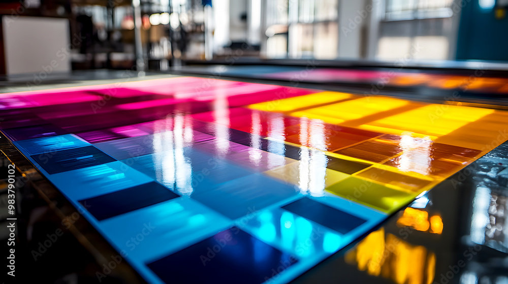 custom made wallpaper toronto digitalprint sheet displaying individual blocks of cyan, magenta, yellow, and black ink