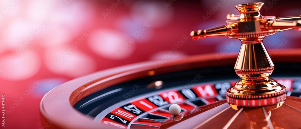 Close-Up of a Roulette Wheel at a Casino Table Close-Up of a Roulette Wheel at a Casino Table