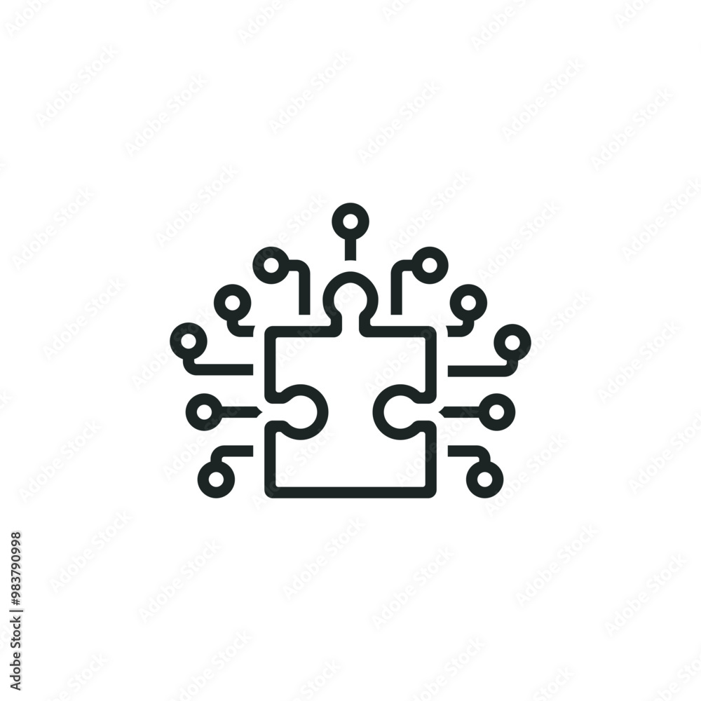 Puzzle pieces with technology icon defines a technological solution isolated on white backgound. Puzzle pieces with technology icon defines a technological solution isolated on white backgound.