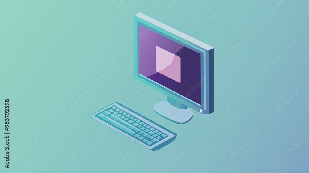 A sleek computer icon rendered from a perspective angle, showcasing modern design elements and clean lines, perfect for themes related to technology, digital media, or web design, 