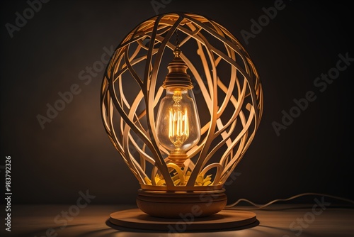 Vintage lamp on a dark background. generative ai