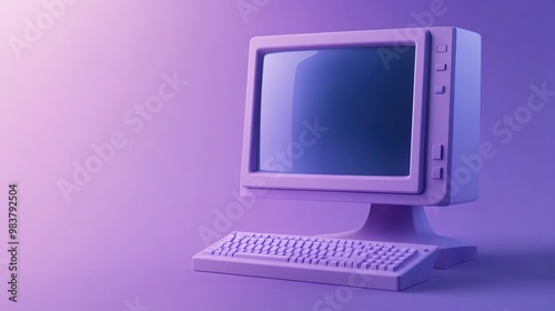 A sleek computer icon rendered from a perspective angle, showcasing modern design elements and clean lines, perfect for themes related to technology, digital media, or web design, 