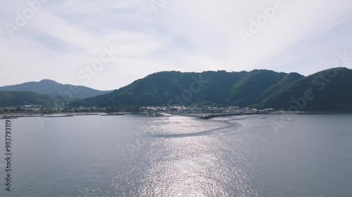 海の景色　ドローン撮影　港町の風景　田舎の風景　漁村　漁船　漁師　灯台　堤防　福井県美浜町　その2