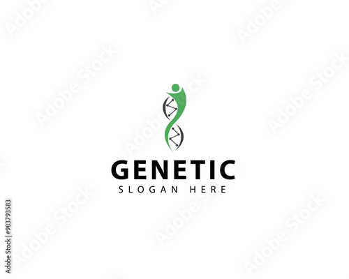 Genetics logo icon, vector symbol design with people concept. DNA and Genetics logo template for medical and healthcare clinics.