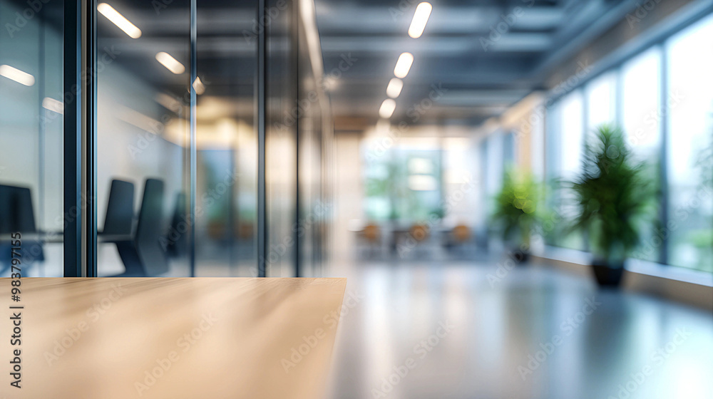 photo Blurred empty open space office. Abstract light bokeh at office interior background photo Blurred empty open space office. Abstract light bokeh at office interior background
