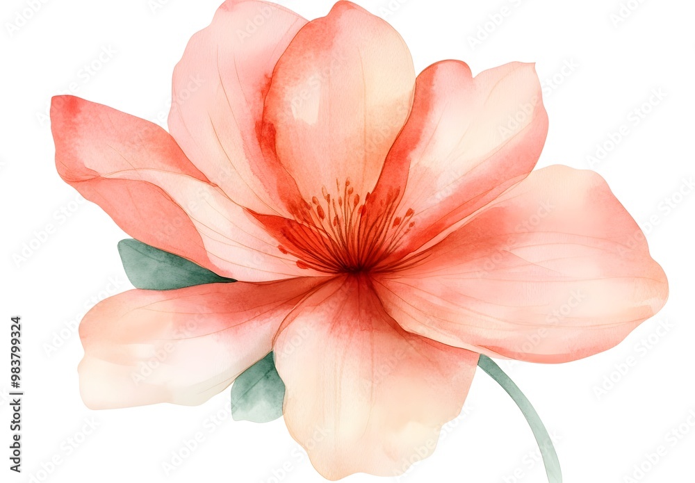 Watercolor flower illustration isolated on a white background, simple watercolor clipart cutout, Watercolor flower illustration isolated on a white background, simple watercolor clipart cutout,