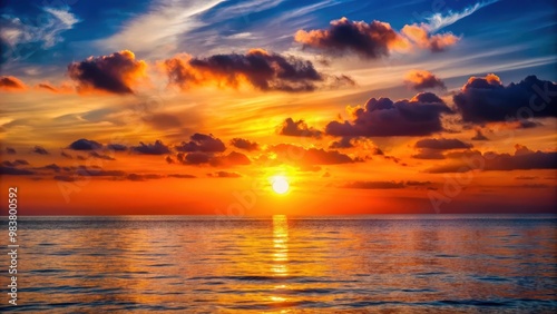 Sun setting over the horizon at sunset, sunset, horizon, sun, peaceful, glowing, evening, sky, orange, beauty, nature