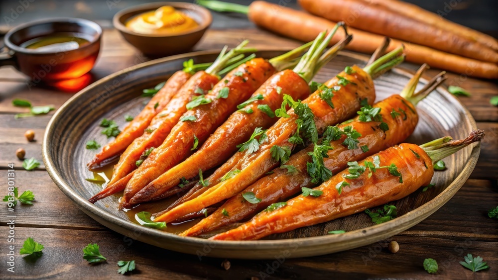 Roasted carrots with a sticky honey glaze , food, vegetables, side dish, glazed, baked, caramelized, gourmet, healthy Roasted carrots with a sticky honey glaze , food, vegetables, side dish, glazed, baked, caramelized, gourmet, healthy
