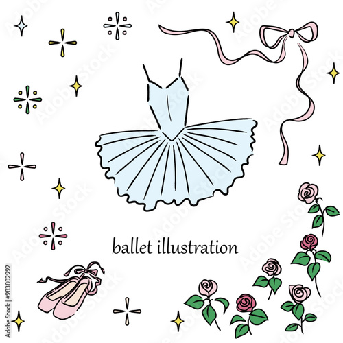バレエのイラストセット　カラー線画