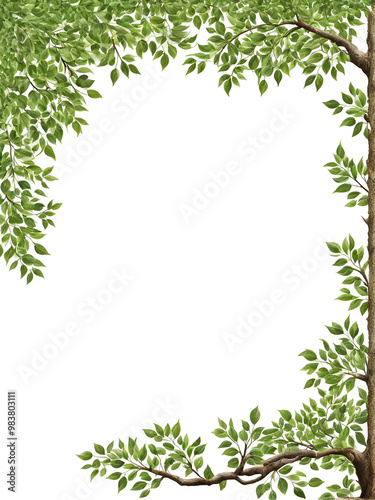 Green leaf border frame PNG transparent background