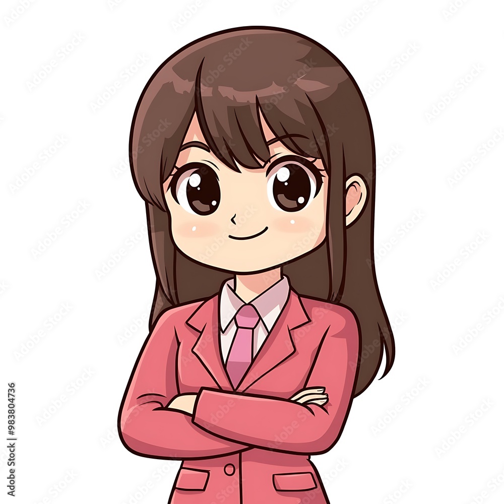 Confident Cartoon Businesswoman with Crossed Arms. Confident Cartoon Businesswoman with Crossed Arms.