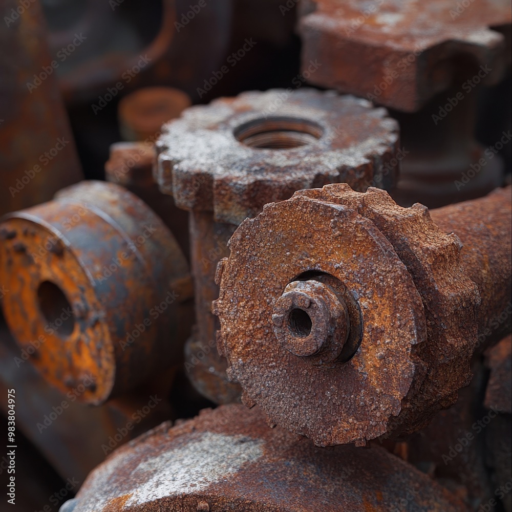 Rusty Gears and Mechanical Parts in Close-Up Rusty Gears and Mechanical Parts in Close-Up