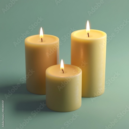 3D Candles Icon: Symbol of Light and Warmth Illustration Logo