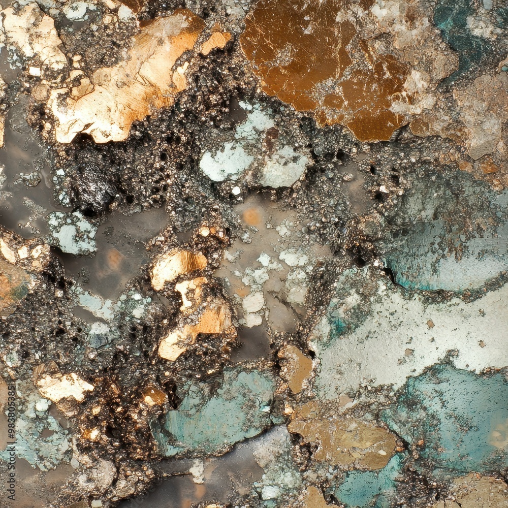 Abstract Texture of Gold and Turquoise Stone Surface Abstract Texture of Gold and Turquoise Stone Surface