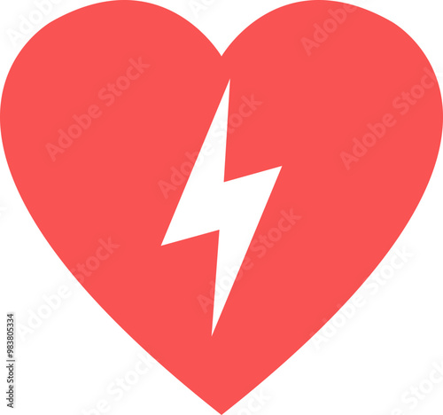 AED - Automated external defibrillator Emergency first aid defibrillator icon Aed sign with heart and electricity symbol.AED,automated external defibrillator / aed sign with heart and electricity symb