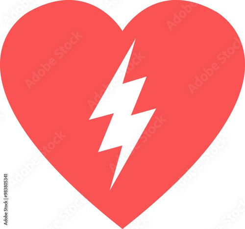 AED - Automated external defibrillator Emergency first aid defibrillator icon Aed sign with heart and electricity symbol.AED,automated external defibrillator / aed sign with heart and electricity symb