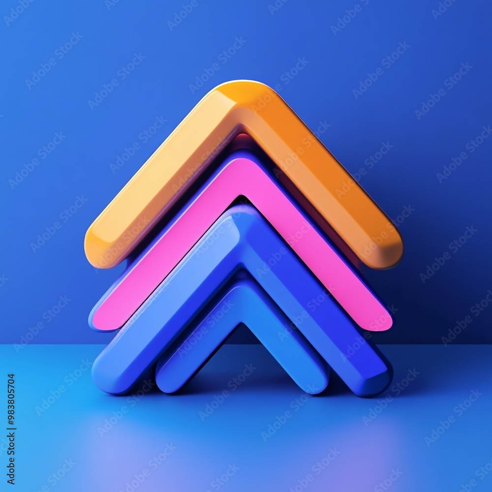 3D Chevron Icon: V Shaped Pattern or Symbol Illustration Logo 3D Chevron Icon: V Shaped Pattern or Symbol Illustration Logo