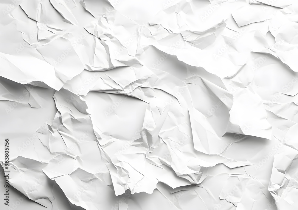 White paper texture with crumpled edges flat lay White paper texture with crumpled edges flat lay