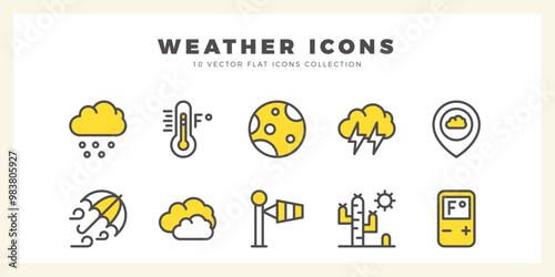 10 Weather Two Color icon pack. vector illustration.