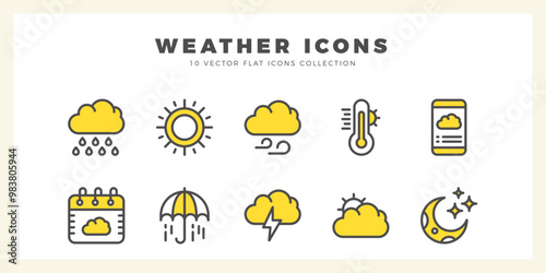 10 Weather Two Color icon pack. vector illustration.