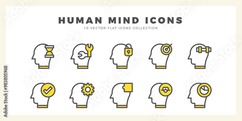 10 Human Mind Two Color icon pack. vector illustration.