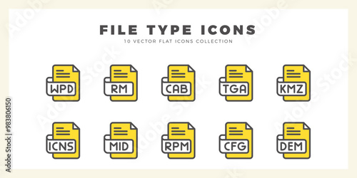 10 File Type Two Color icon pack. vector illustration.