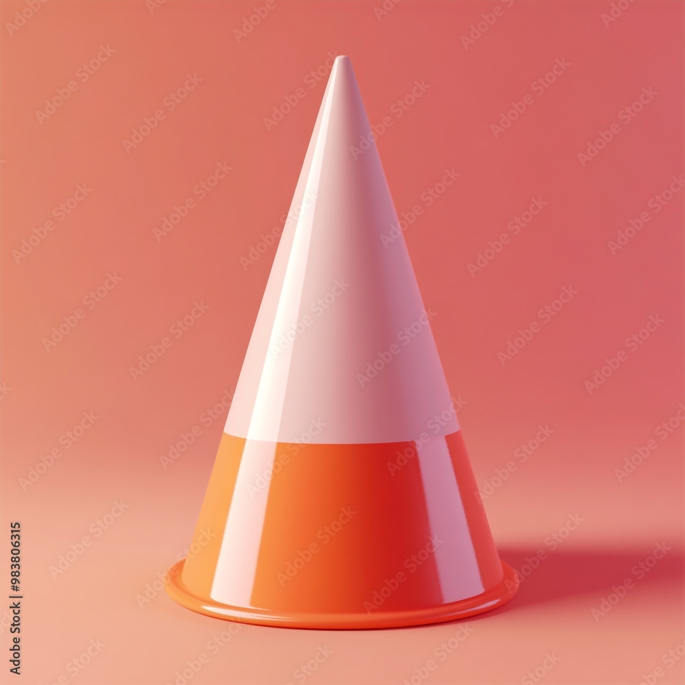 Fototapeta premium 3D Cone Icon: Tapered Geometric Shape Illustration Logo