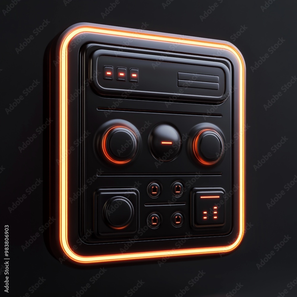 Fototapeta premium 3D Panel Icon: Interface for Operating Devices Illustration Logo