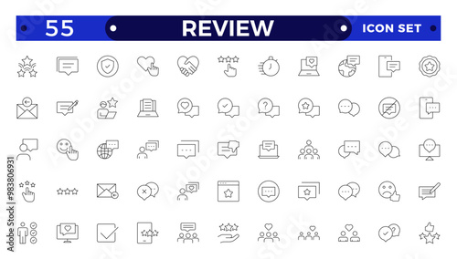 Review ,Feedback, testimonial, customer thin line icons For website marketing design, logo, app, template, ui, etc.