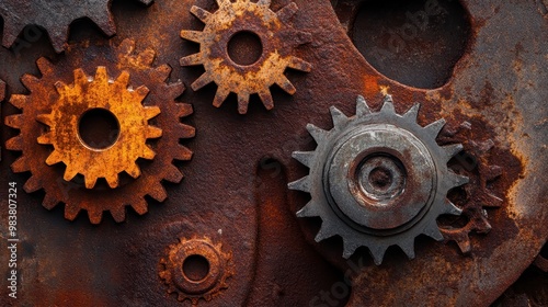 Rusty Gears on Metal Background