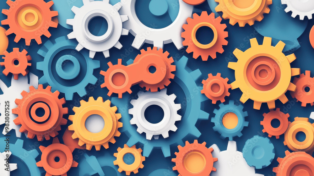 A sleek banner featuring interlocking gearwheels symbolizes teamwork and automation in a modern industrial setting. A sleek banner featuring interlocking gearwheels symbolizes teamwork and automation in a modern industrial setting.