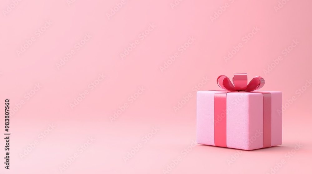 A beautifully wrapped pink gift box with a satin ribbon against a soft pink background, perfect for celebrations and surprises. A beautifully wrapped pink gift box with a satin ribbon against a soft pink background, perfect for celebrations and surprises.