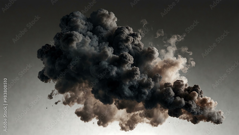 Black cloud of smoke swirling on a transparent background. Black cloud of smoke swirling on a transparent background.