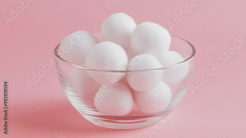 soft cotton balls soaked in micellar water, ready to gently remove makeup from the face photo