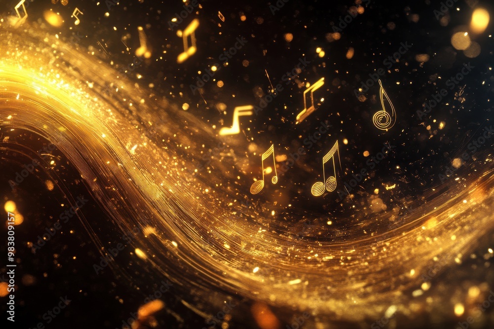 Fototapeta premium A image featuring flowing golden waves interspersed with glowing