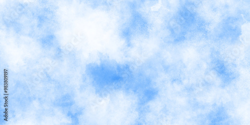 Watercolor painting with gradient painted cloudy blue texture, texture blue white paper background, Blue watercolor cloudy sky background, White Cloudy Blue Sky Watercolor with stains.