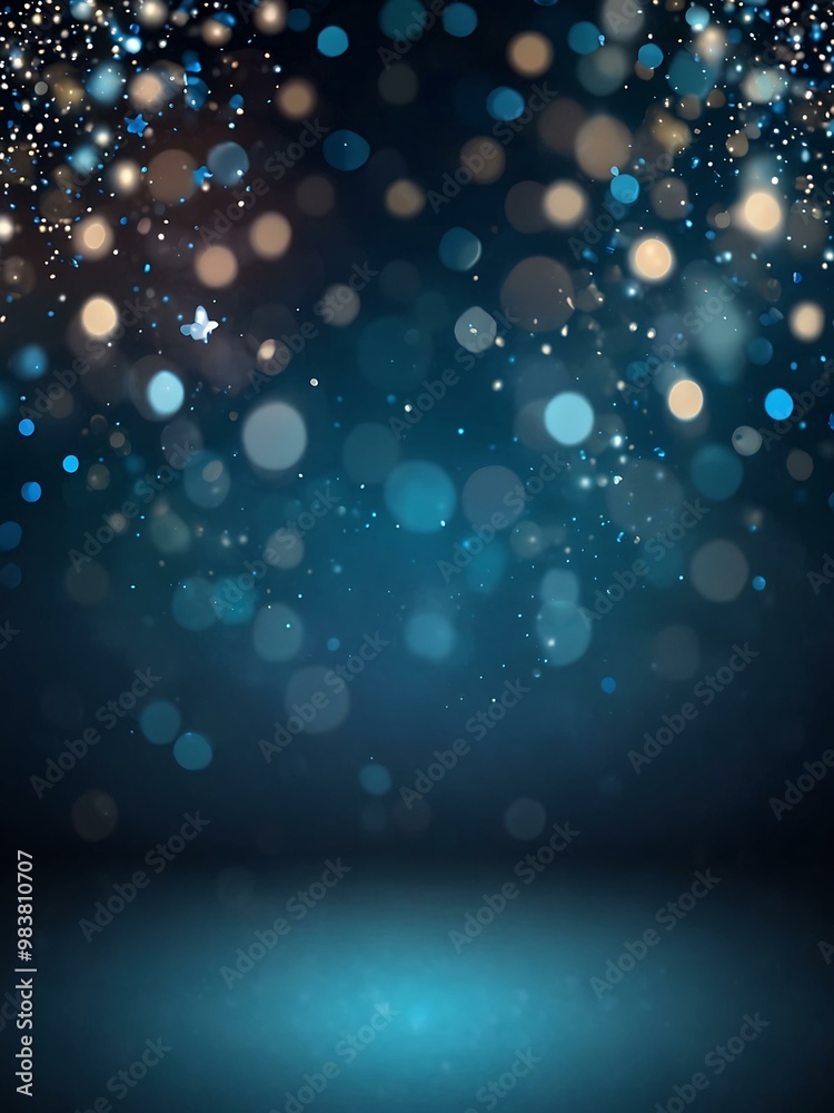 Blue festive Christmas background with shimmering bokeh. Blue festive Christmas background with shimmering bokeh.