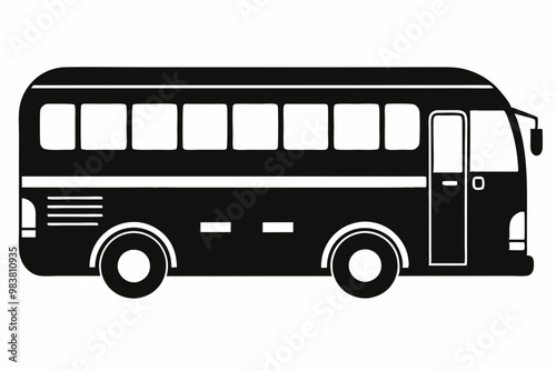 Tour bus silhouette, Tour Bus icon vector illustration, Bus black silhouette vector
