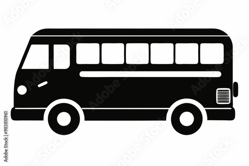 Tour bus silhouette, Tour Bus icon vector illustration, Bus black silhouette vector
