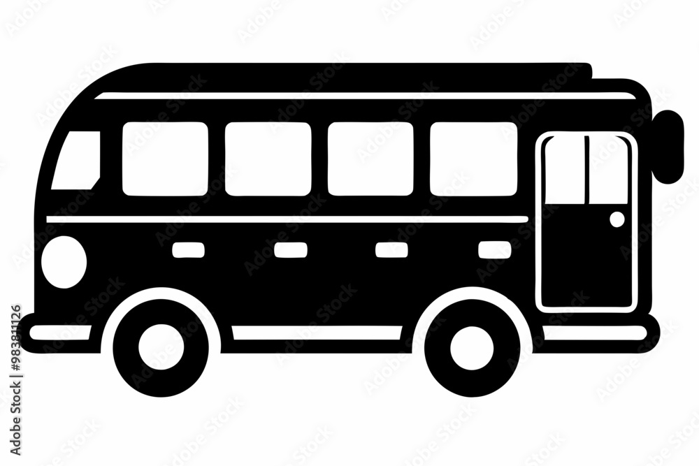 Tour bus silhouette, Tour Bus icon vector illustration, Bus black silhouette vector
