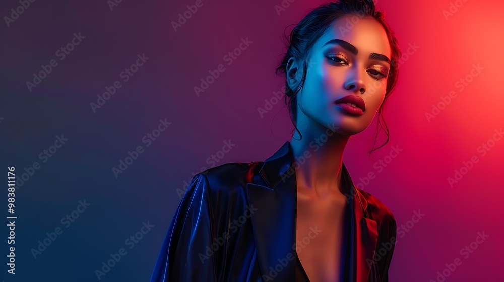 A stylish portrait of a fashion icon wearing a sleek black dress and bold accessories, posing confidently against a minimalist backdrop with dramatic lighting. 8k UHD, suitable for high-quality 