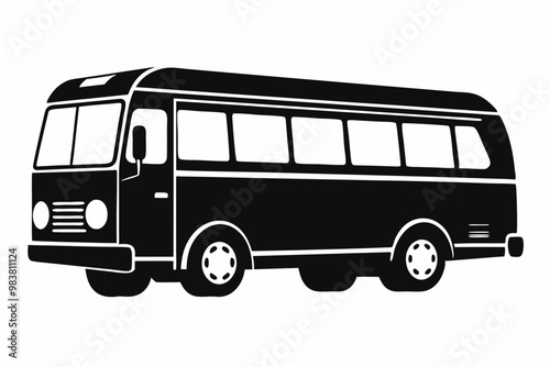 Tour bus silhouette, Tour Bus icon vector illustration, Bus black silhouette vector
