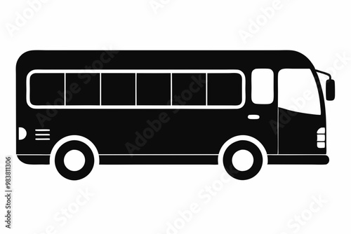 Tour bus silhouette, Tour Bus icon vector illustration, Bus black silhouette vector
